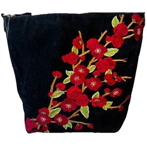 IMOSHION USA Embroidered Suede Bucket Handbag Cherry Blossom